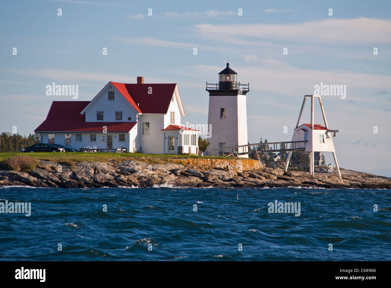 Hendricks Capo Faro sul lato occidentale di Southport Island, sul fiume Sheepscot nel Maine. Foto Stock