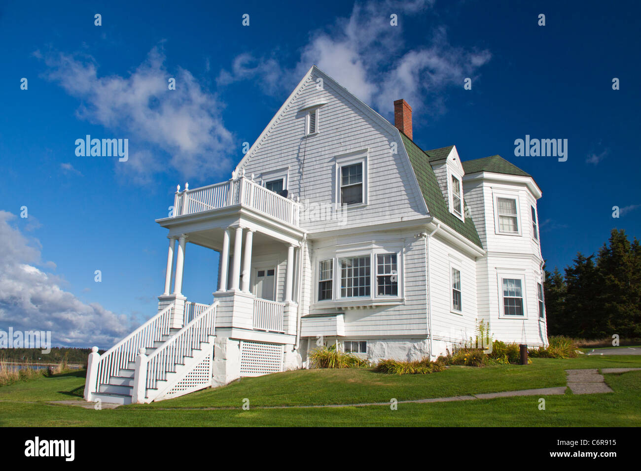 Keeper's Quarters e museo al faro di Marshall Point a Port Clyde, Maine. Foto Stock