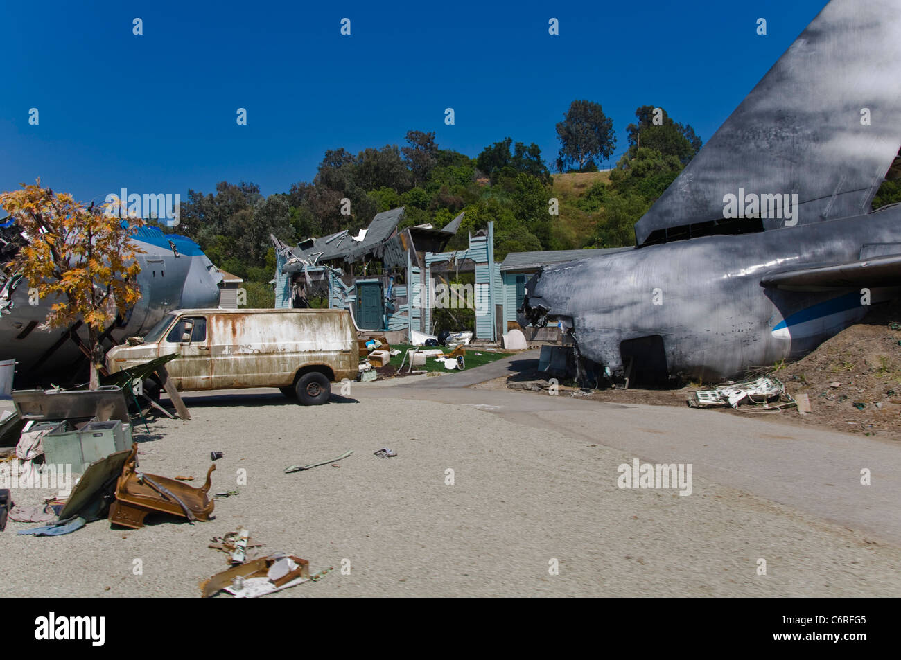 Incidente aereo di scena presso gli Universal Studios di Los Angeles Foto Stock