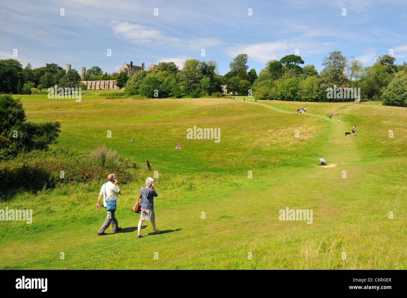 Campo di battaglia, la scena della battaglia di Hastings in 1066 e Abbazia di Battle in Battle, East Sussex, Gran Bretagna, Regno Unito Foto Stock