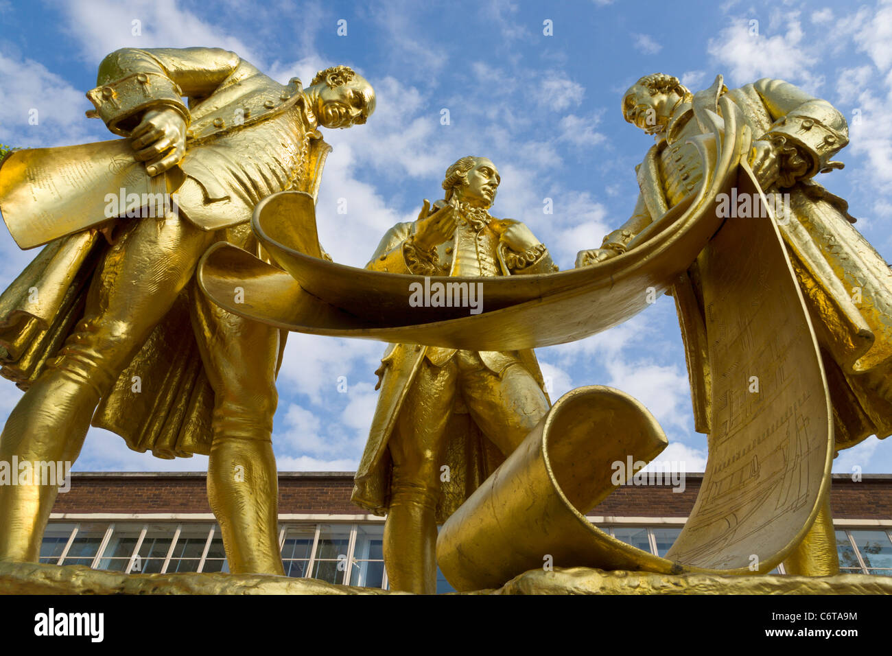 Statue di Matthew Boulton, James Watt e William Murdoch Foto Stock