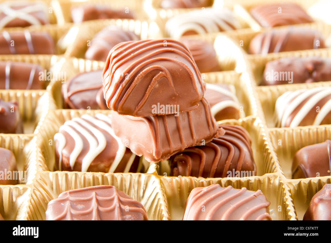 Scatola di cioccolatini di sfondo delle caselle Foto Stock