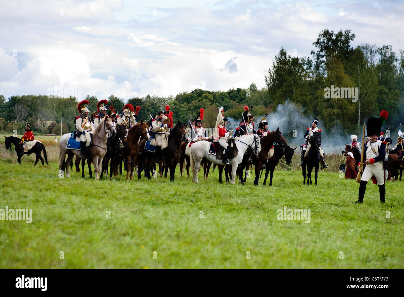 Regione di Mosca, Russia - 05 settembre: rievocazione storica della battaglia di Borodinò tra russo e francese eserciti nel 1812. i soldati di Foto Stock