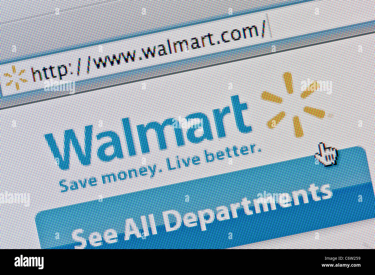 Close up Walmart logo come visto sul suo sito web. (Solo uso editoriale: -print, TV, e-book e Redazione sito web). Foto Stock