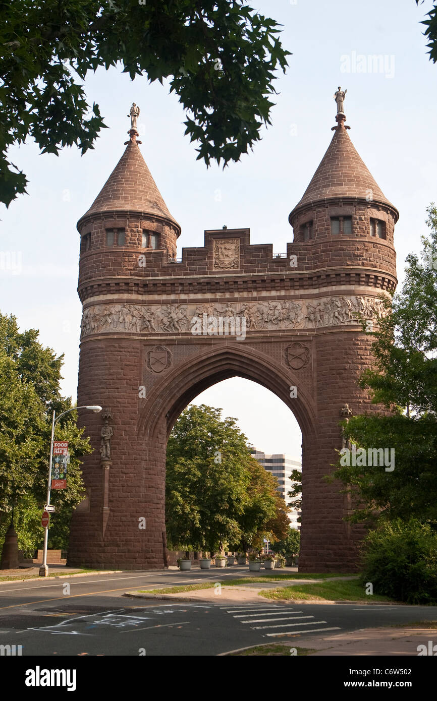 I soldati e marinai Memorial Arch Hartford è raffigurato a Hartford, Connecticut, sabato 6 agosto 2011. Foto Stock