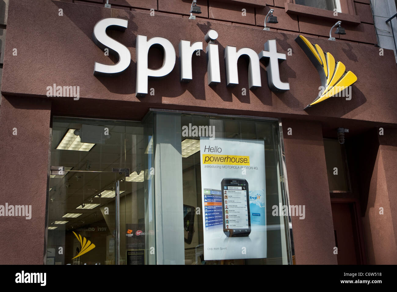 Un negozio Sprint store è raffigurato nella città di New York, NY giovedì 4 agosto 2011. Foto Stock