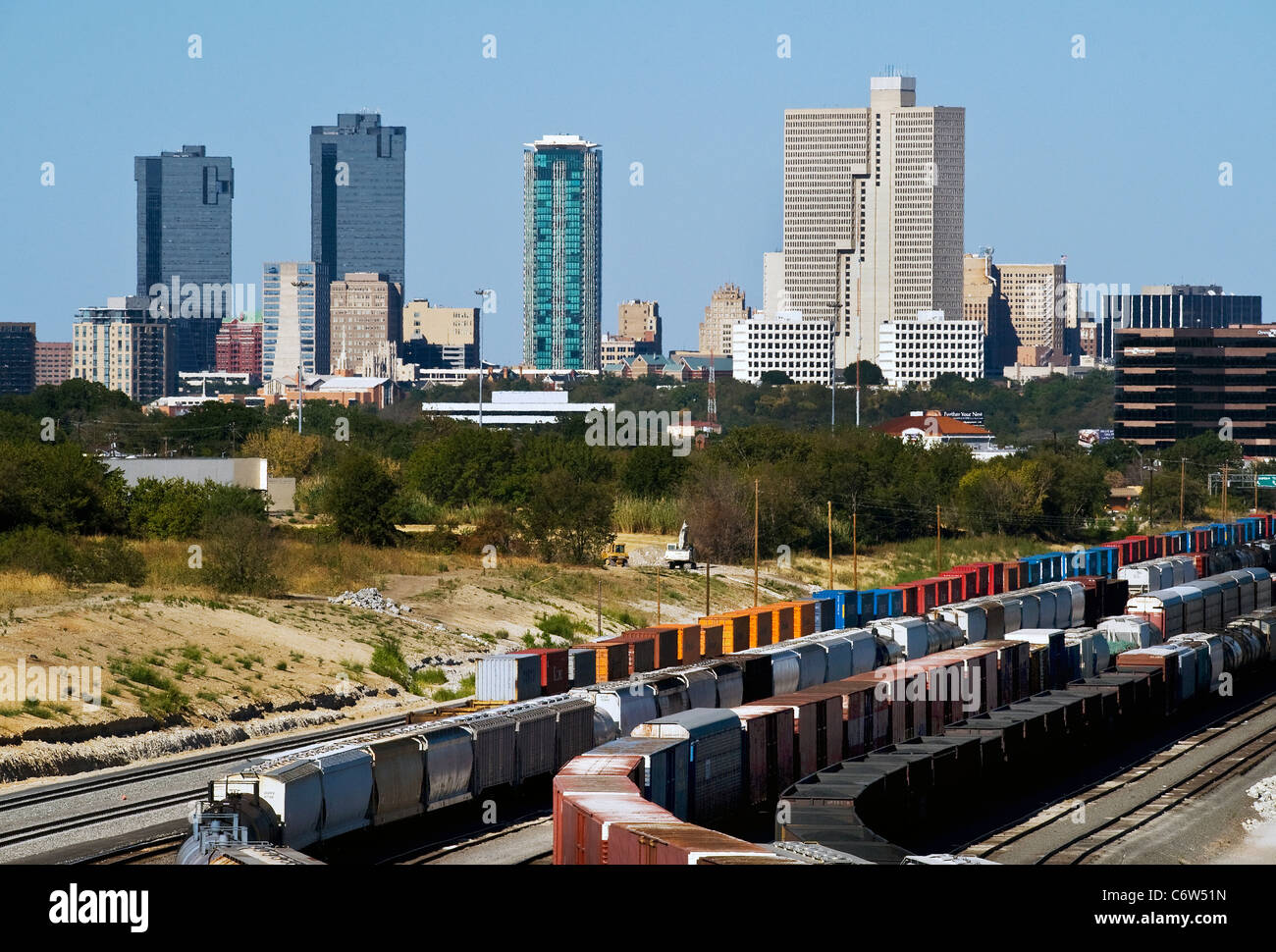 Treno cantiere in Fort Worth, Texas. Foto Stock