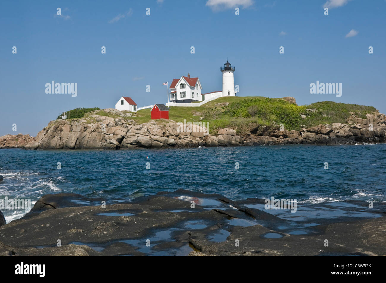 Nubble Faro di Cape Neddick York Maine Foto Stock
