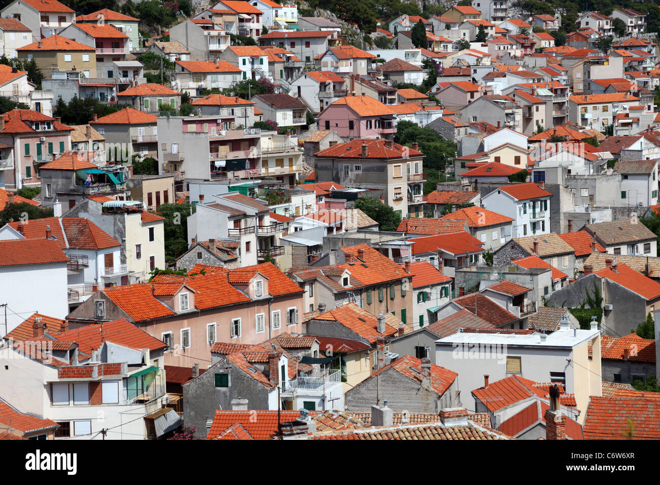 I tetti di Sibenik, Croazia Foto Stock