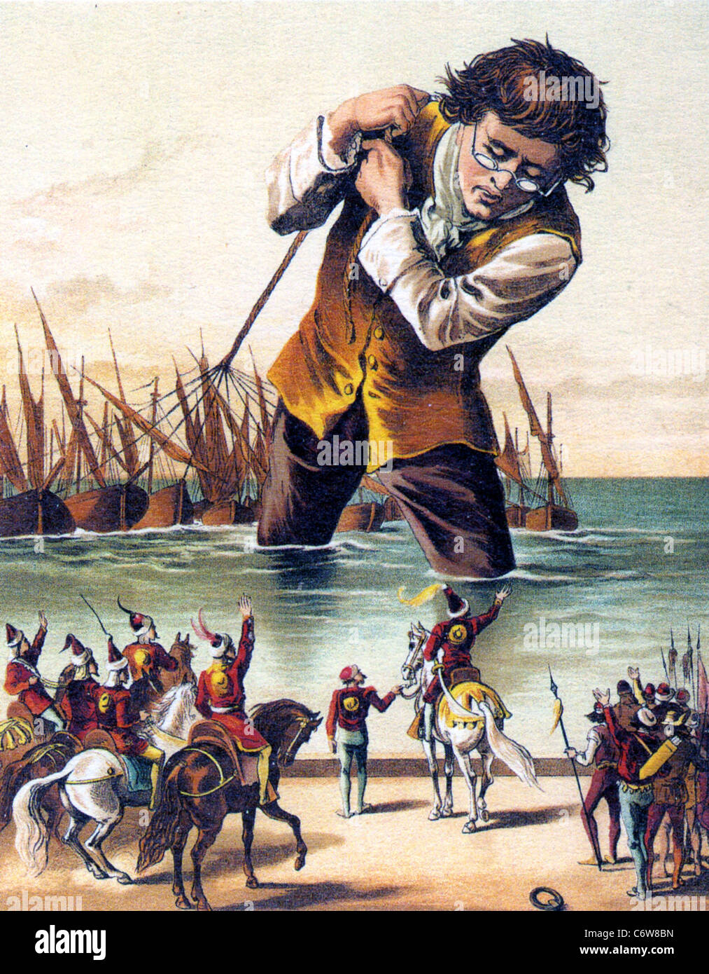 I viaggi di Gulliver Gulliver trascina la flotta Blefuscudian a