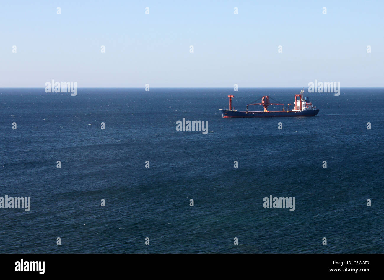 Contenitore nave in un mare Foto Stock