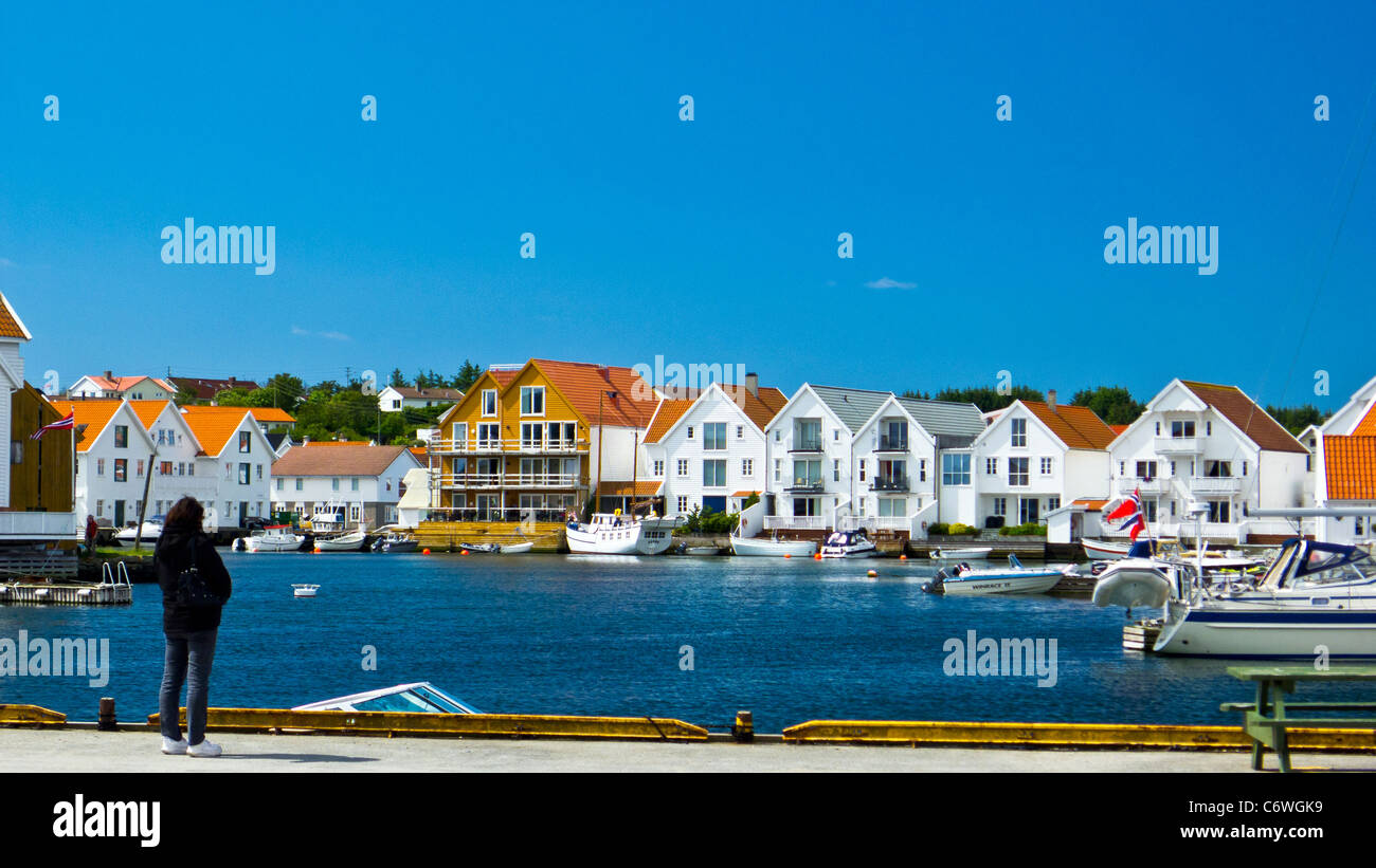 Il porto interno, Skudeneshavn, Rogaland, Norvegia Foto Stock
