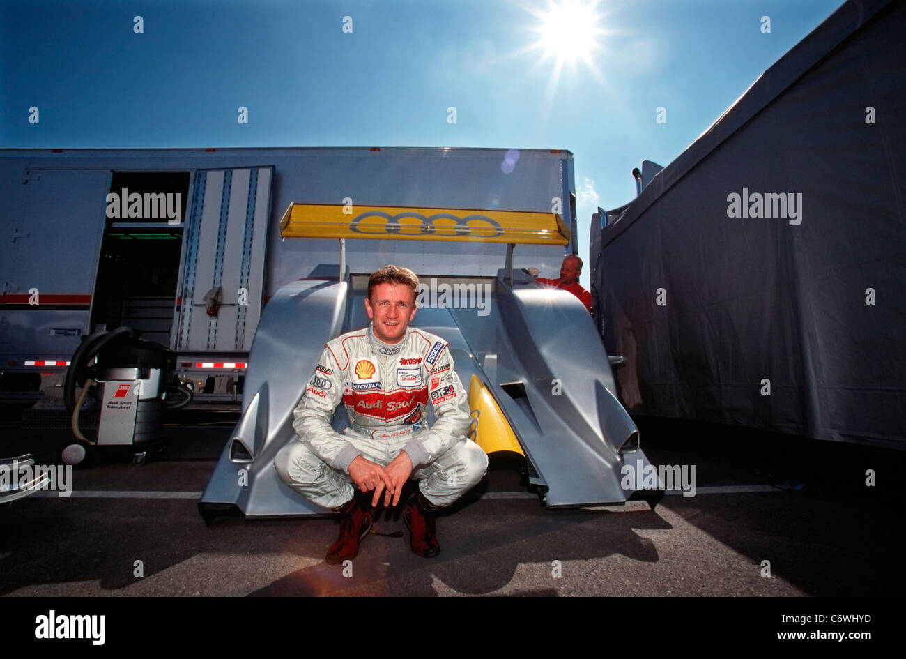 Scottish racing driver Allan McNish al Las Vegas Motor Speedway, dove ha vinto la gara per Audi in American Le Mans Series Foto Stock