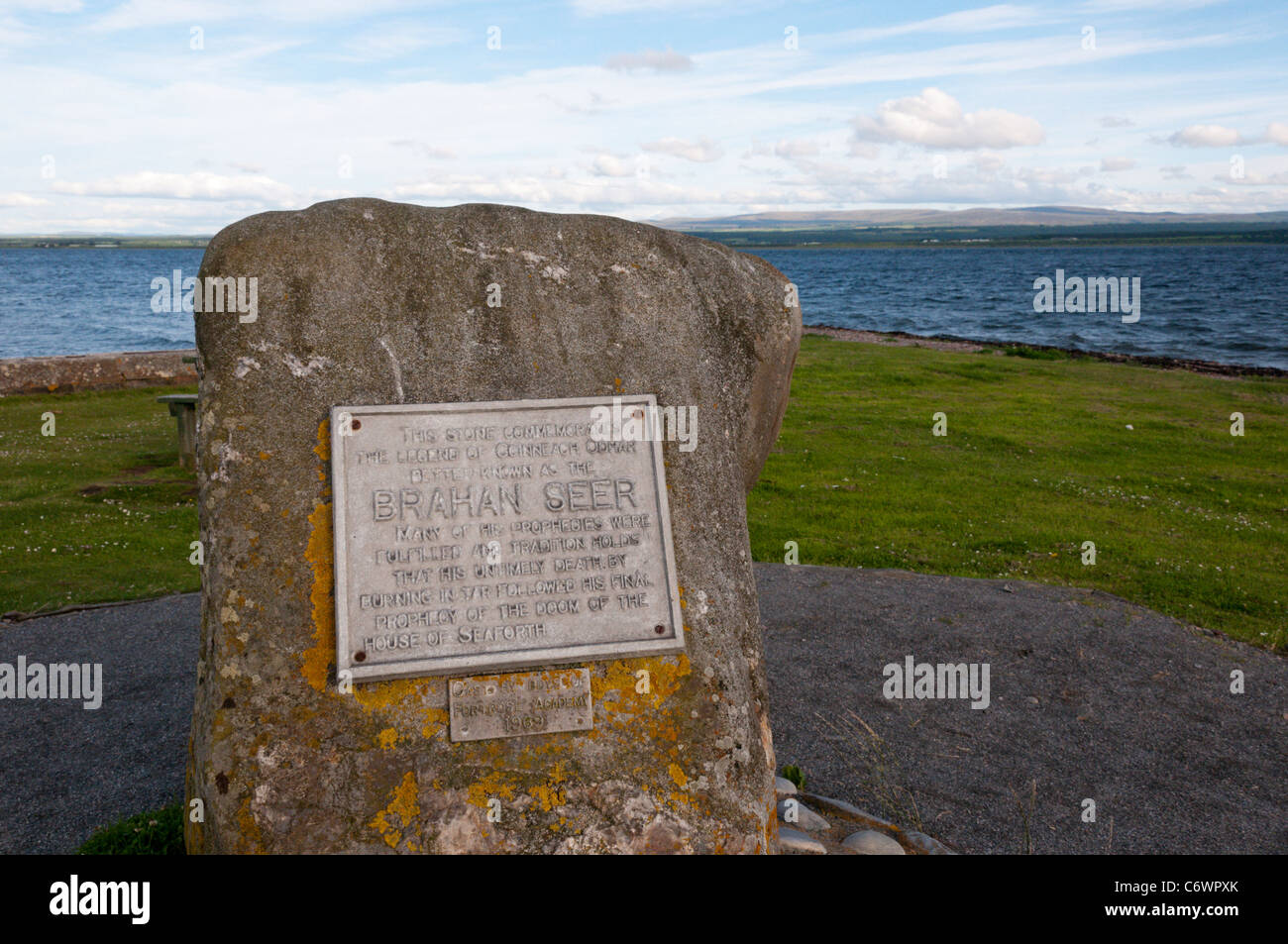 Il memoriale della veggente Brahan a Chanonry point, Scozia Foto Stock