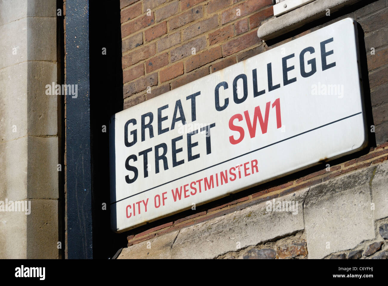 Grande College Street City of Westminster SW1 strada segno, Londra, Inghilterra Foto Stock