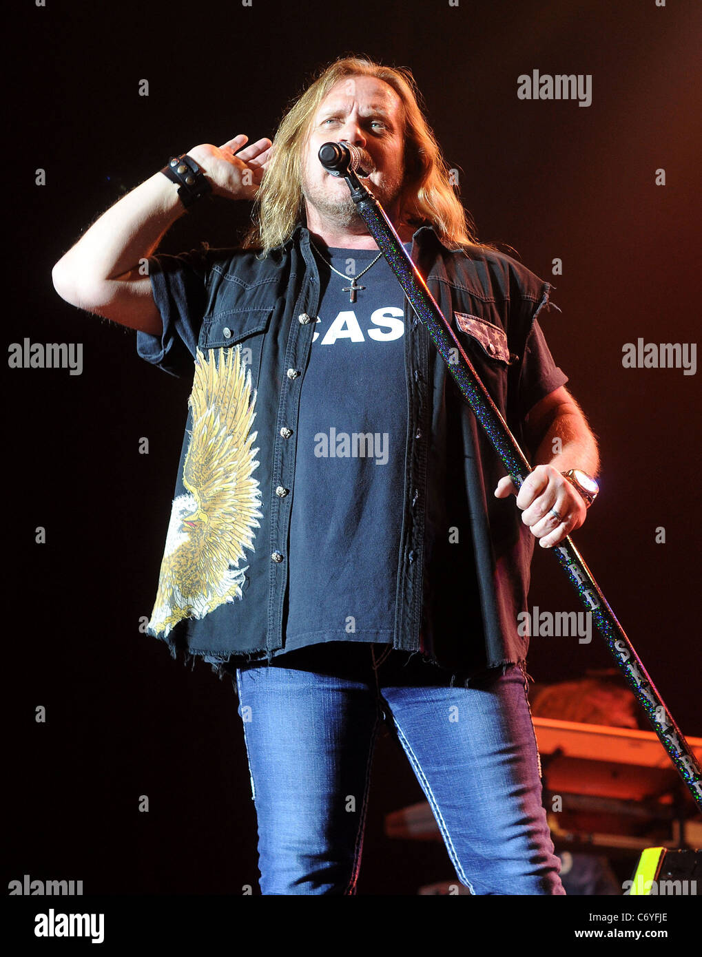 Johnny Van Zant Lynyrd Skynyrd performing live presso l'Arena O2. Dublino Irlanda - 10.03.10 Foto Stock