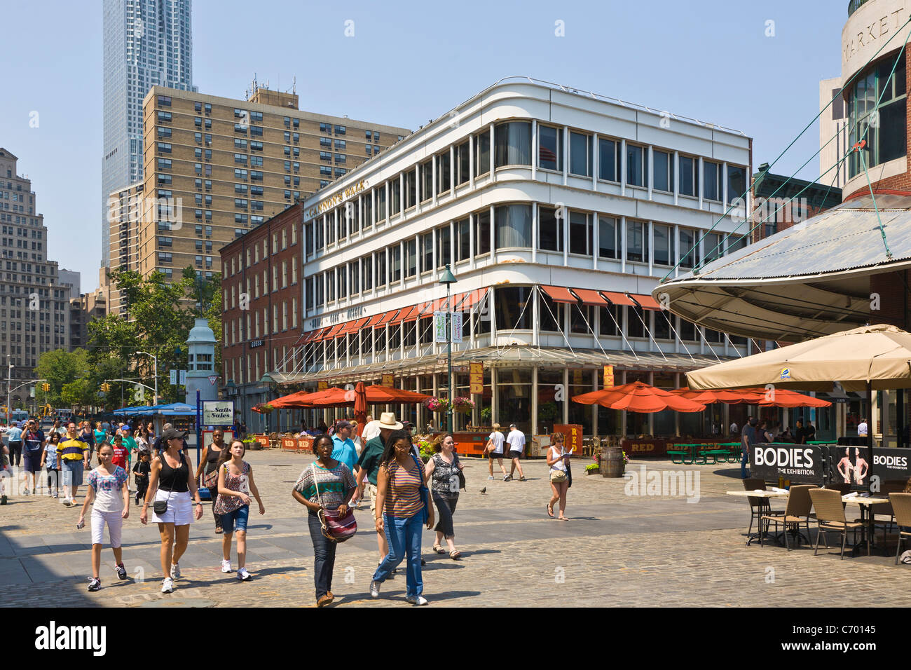 South Street Seaport Historic District di New York City Foto Stock