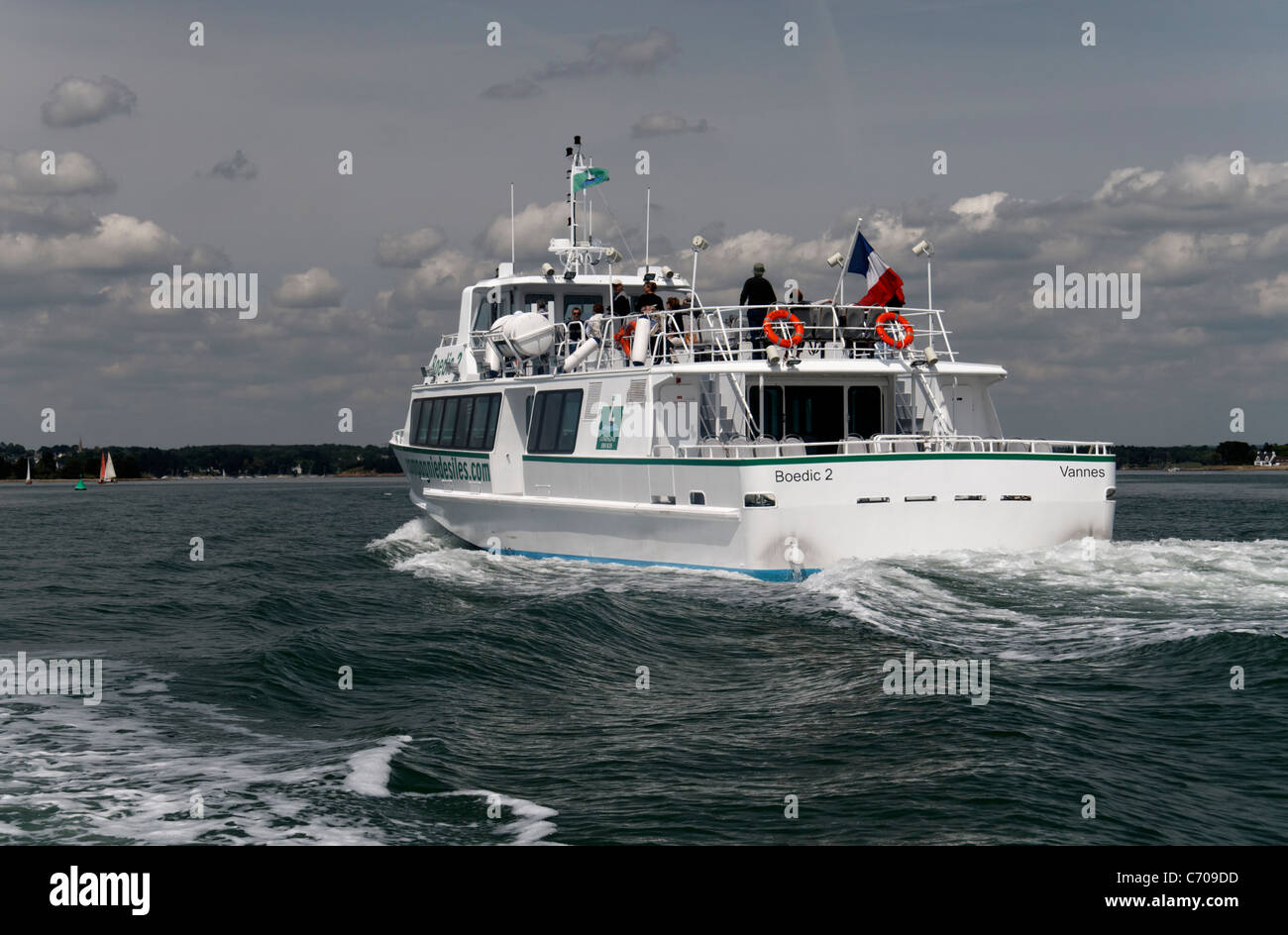 Nave passeggeri, Golfo di Morbihan, in Bretagna, Francia). Foto Stock