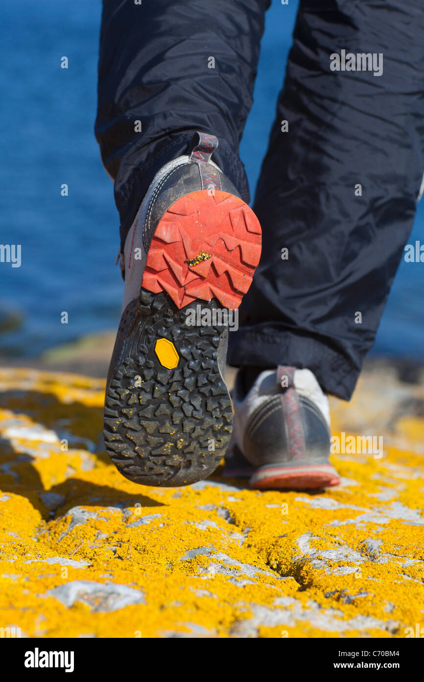 In prossimità del fondo della calzatura Trekking Foto Stock