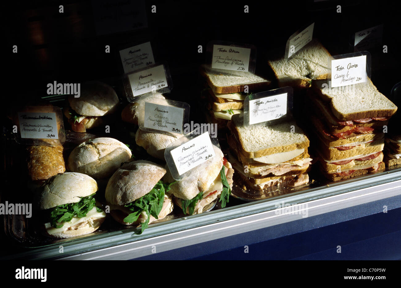 Il portoghese sandwich shop nel quartiere Mitte di Berlino. Foto Stock