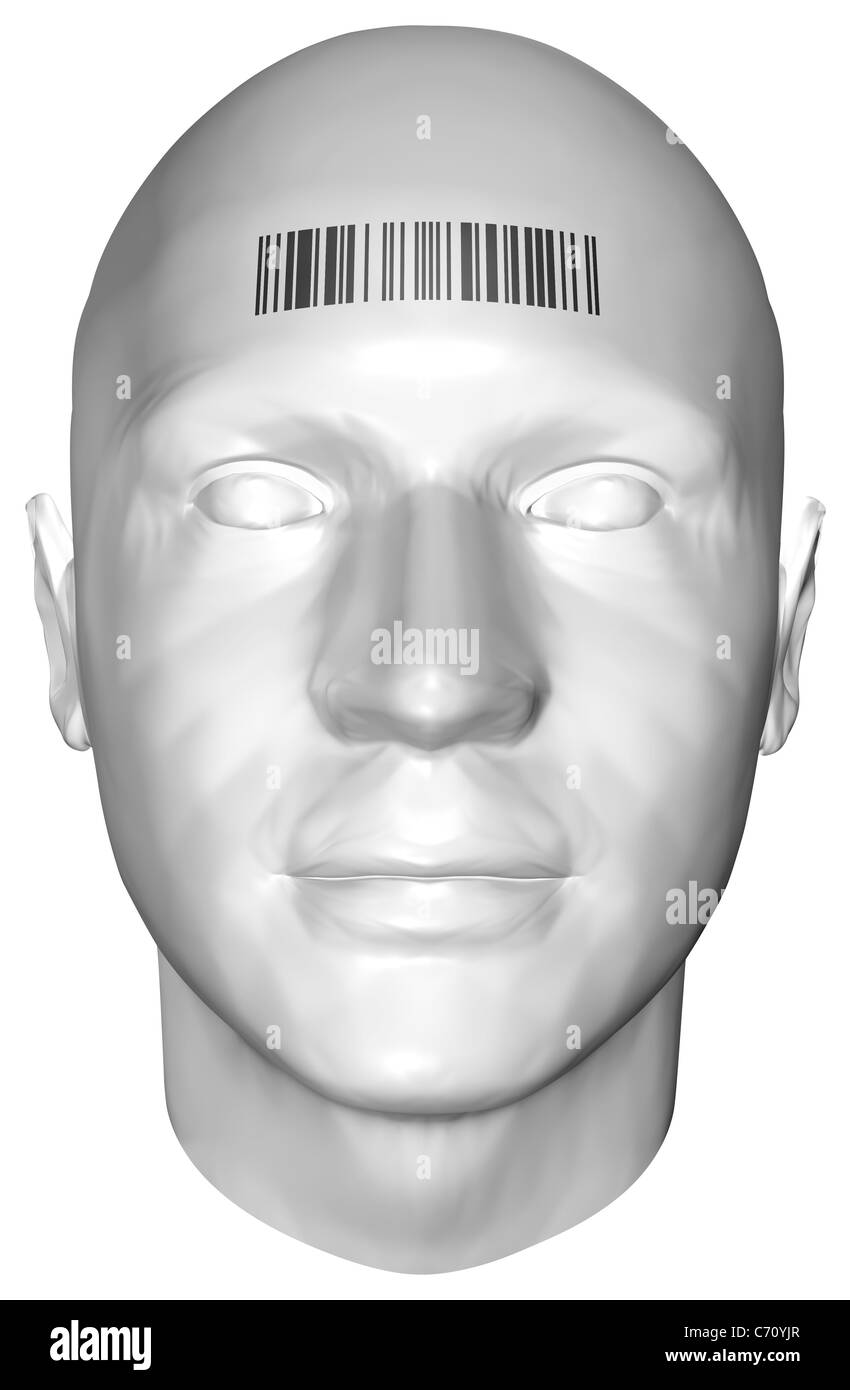 3D render di una testa umana Foto Stock
