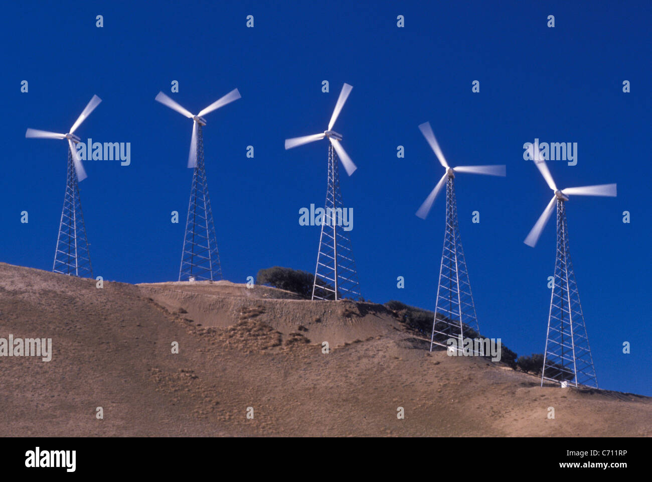 Energia eolica in Tehachapi in California, Stati Uniti d'America Foto Stock