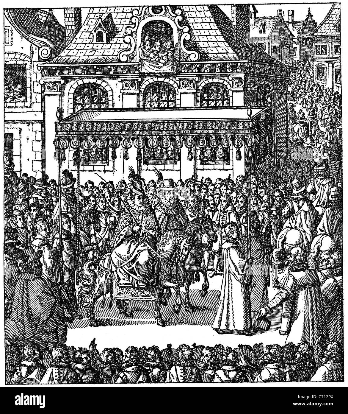 Entrata in Bruxelles da Filippo II della figlia Isabella e suo marito Albert nel 1599 Foto Stock