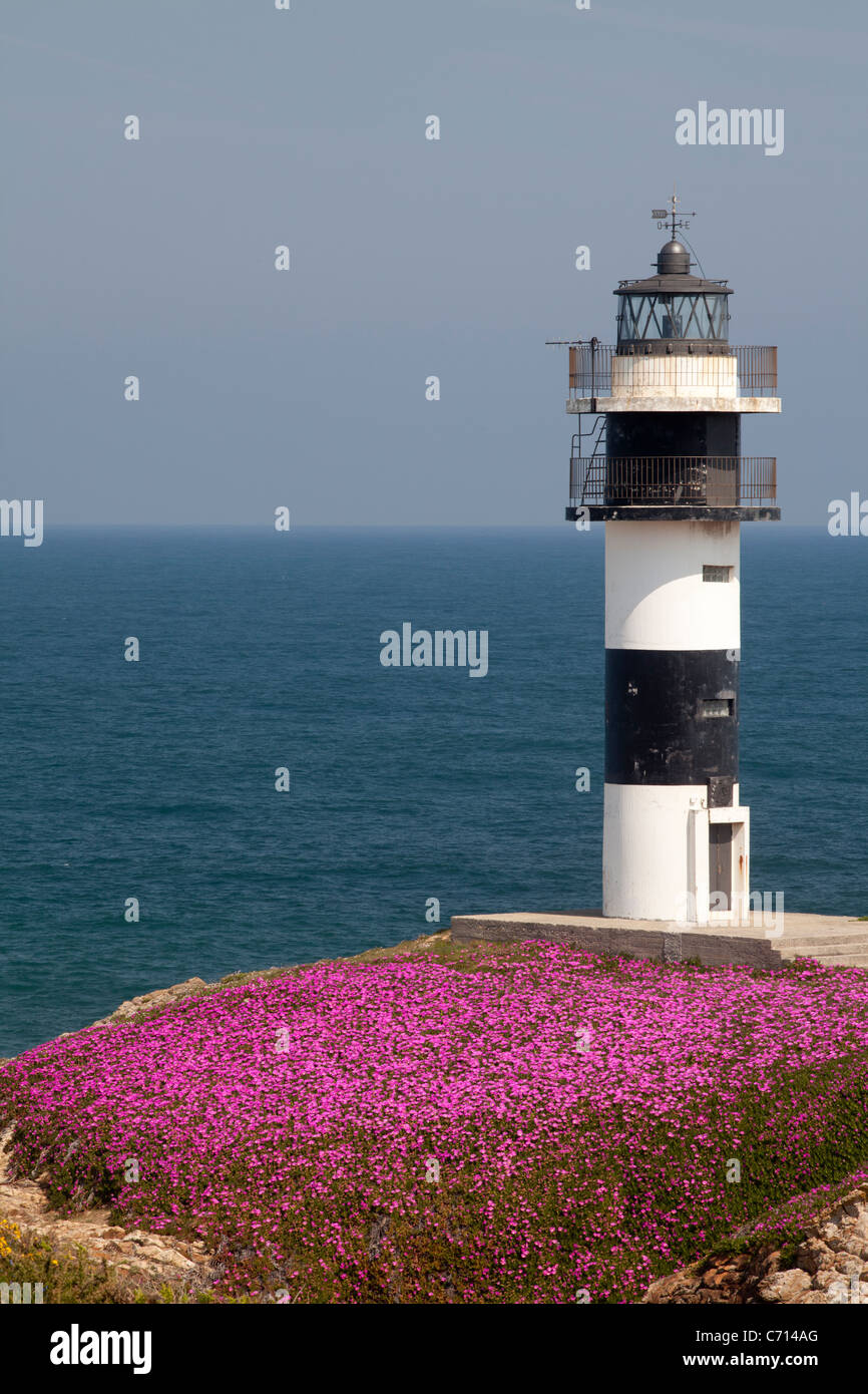 Faro di Illa Pancha, Ribadeo, Lugo, Galizia, Spagna Foto Stock