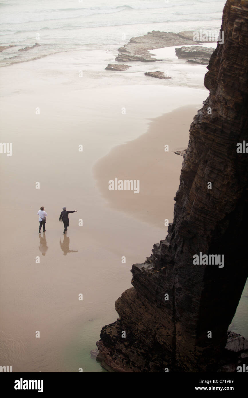 Spiaggia delle cattedrali - Praia come Catedrais -, Ribadeo, Lugo, Galizia, Spagna Foto Stock