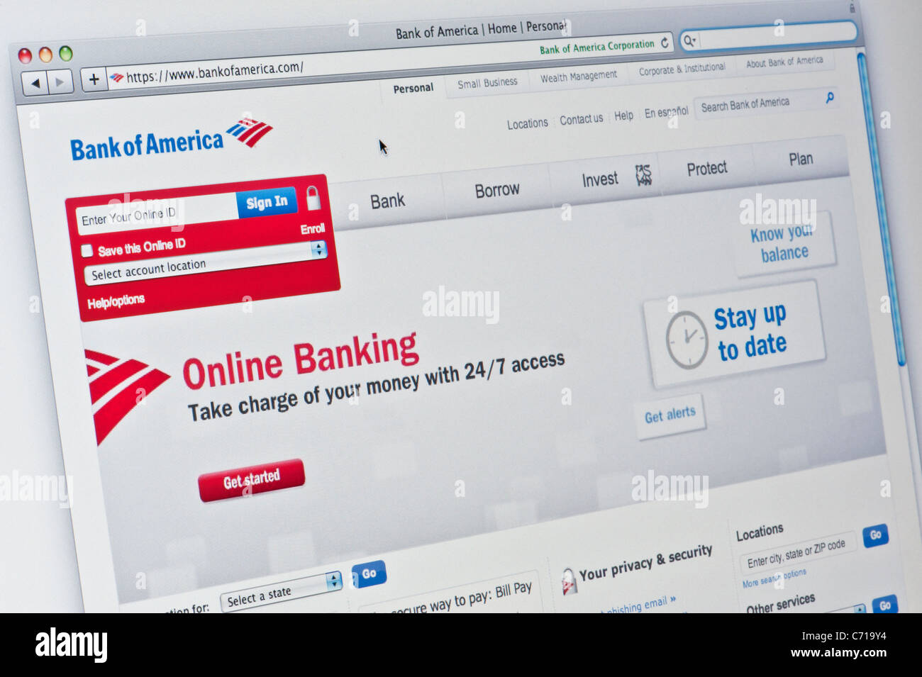 Close up di Bank of America logo come visto sul suo sito web. (Solo uso editoriale: -print, TV, e-book e Redazione sito web). Foto Stock