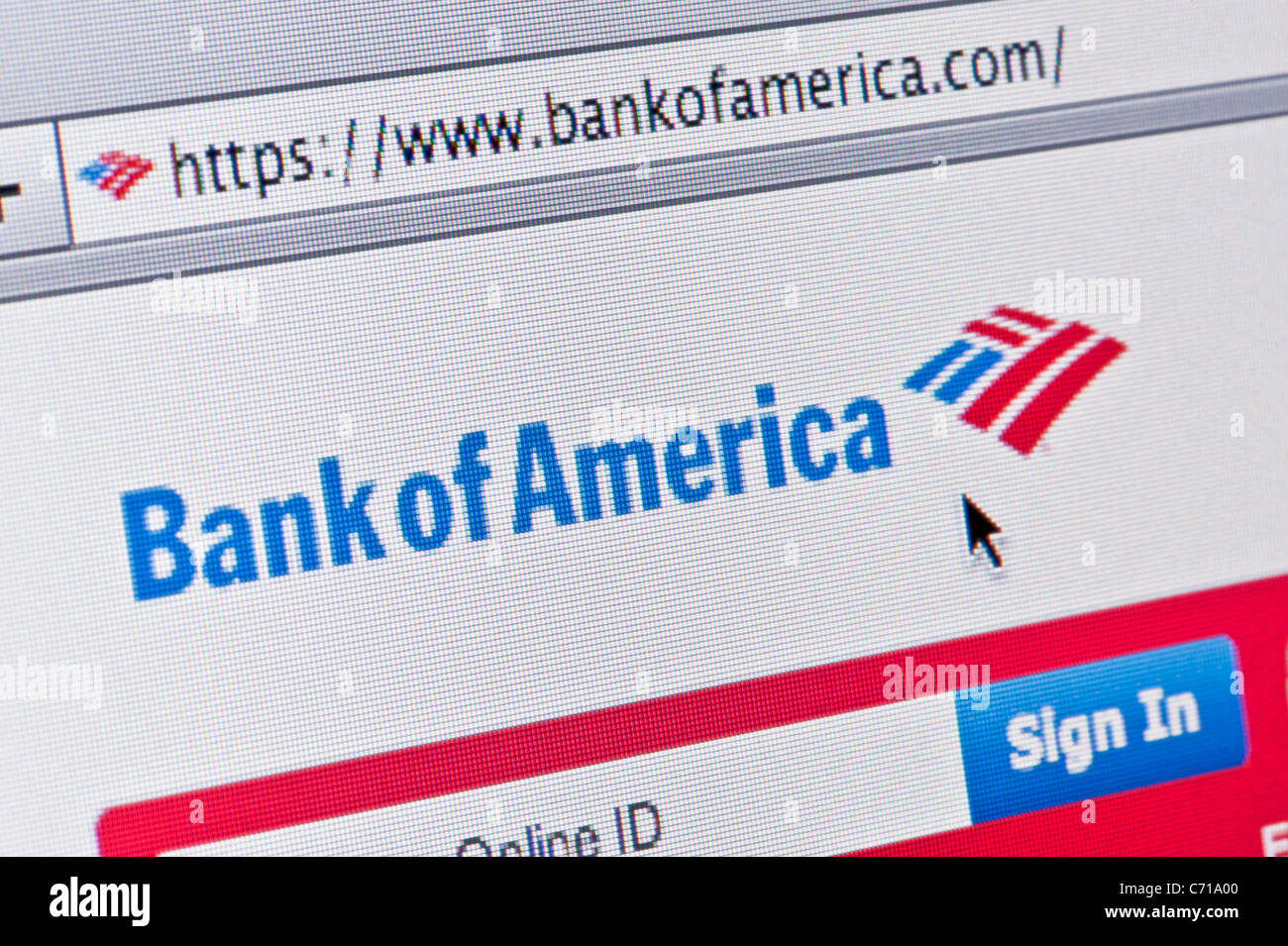 Close up di Bank of America logo come visto sul suo sito web. (Solo uso editoriale: -print, TV, e-book e Redazione sito web). Foto Stock