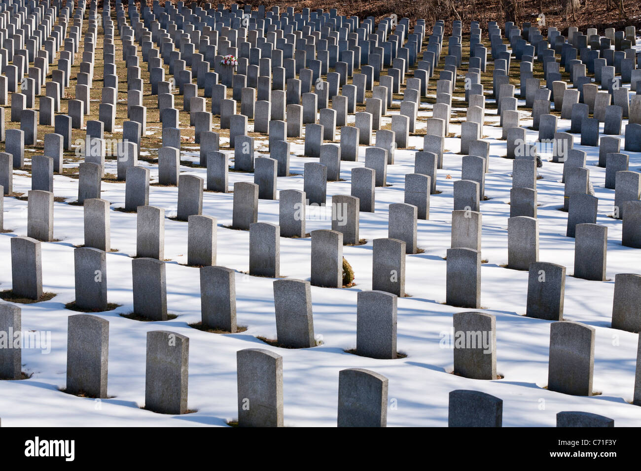 Riga su Riga. In Bayview cimitero militare della sezione di granito grigio lapidi contrassegnare le tombe del Canada è morto di guerra. Foto Stock