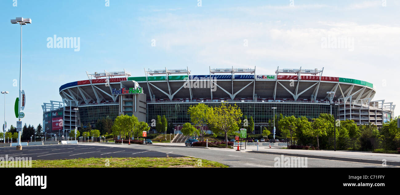 Una vista panoramica di FedEx Field Stadium, casa dei Washington Redskins NFL football team in Landover Maryland Foto Stock