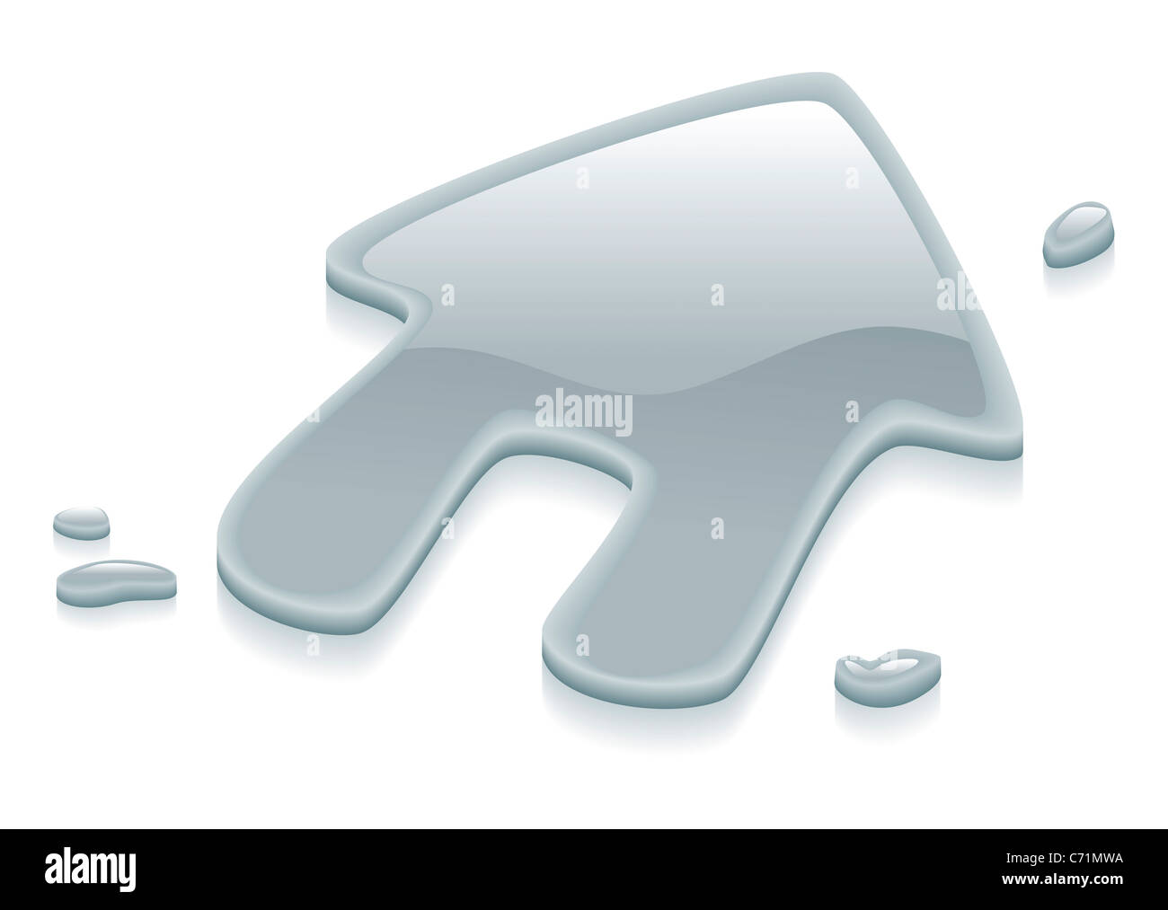Illustrazione di un liquido metallo argento casa segno di simbolo Foto Stock