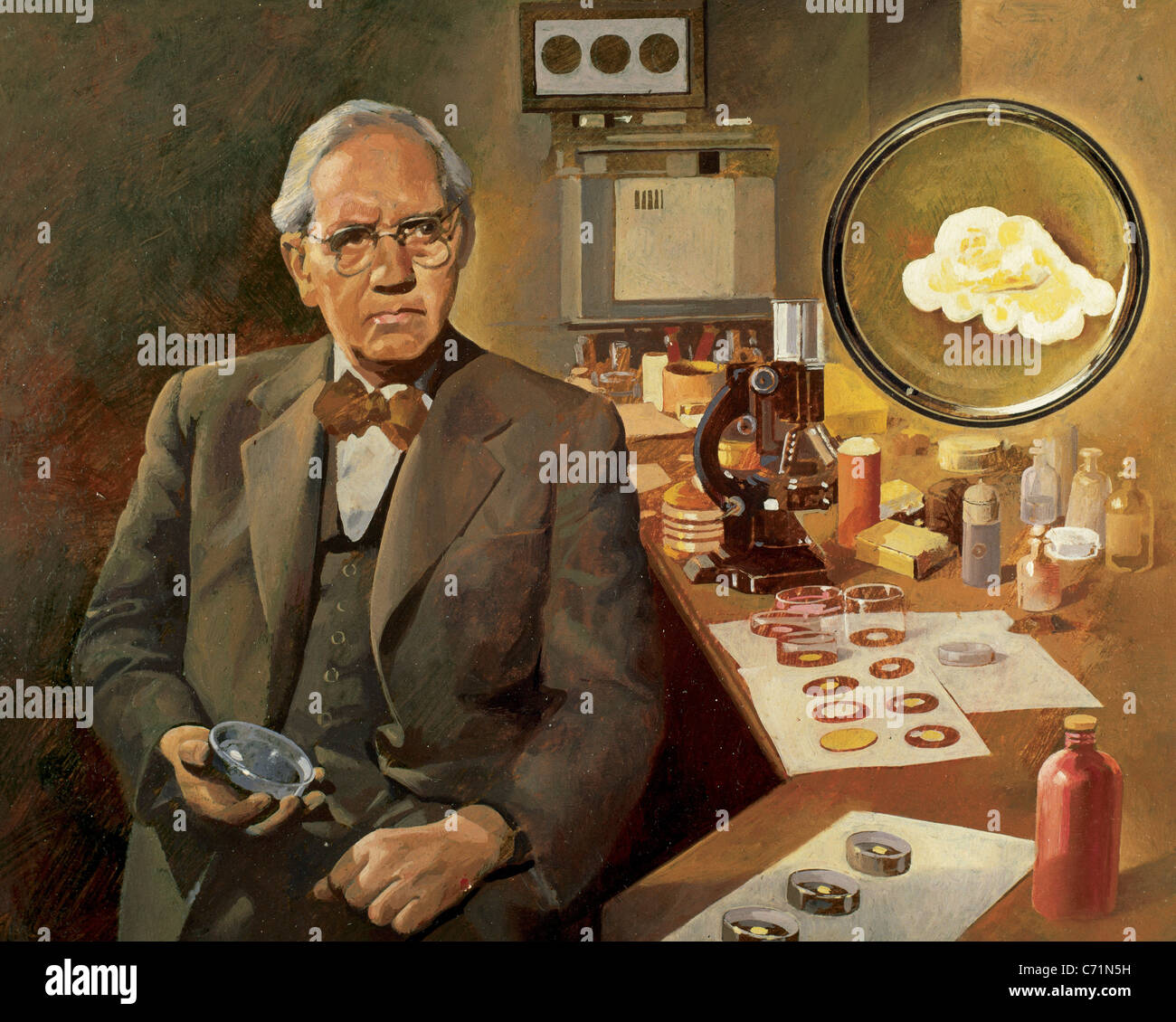 Alexander Fleming (1881-1955). Microbiologo britannico, scopritore della penicillina (1928). Premio Nobel nel 1945. Foto Stock