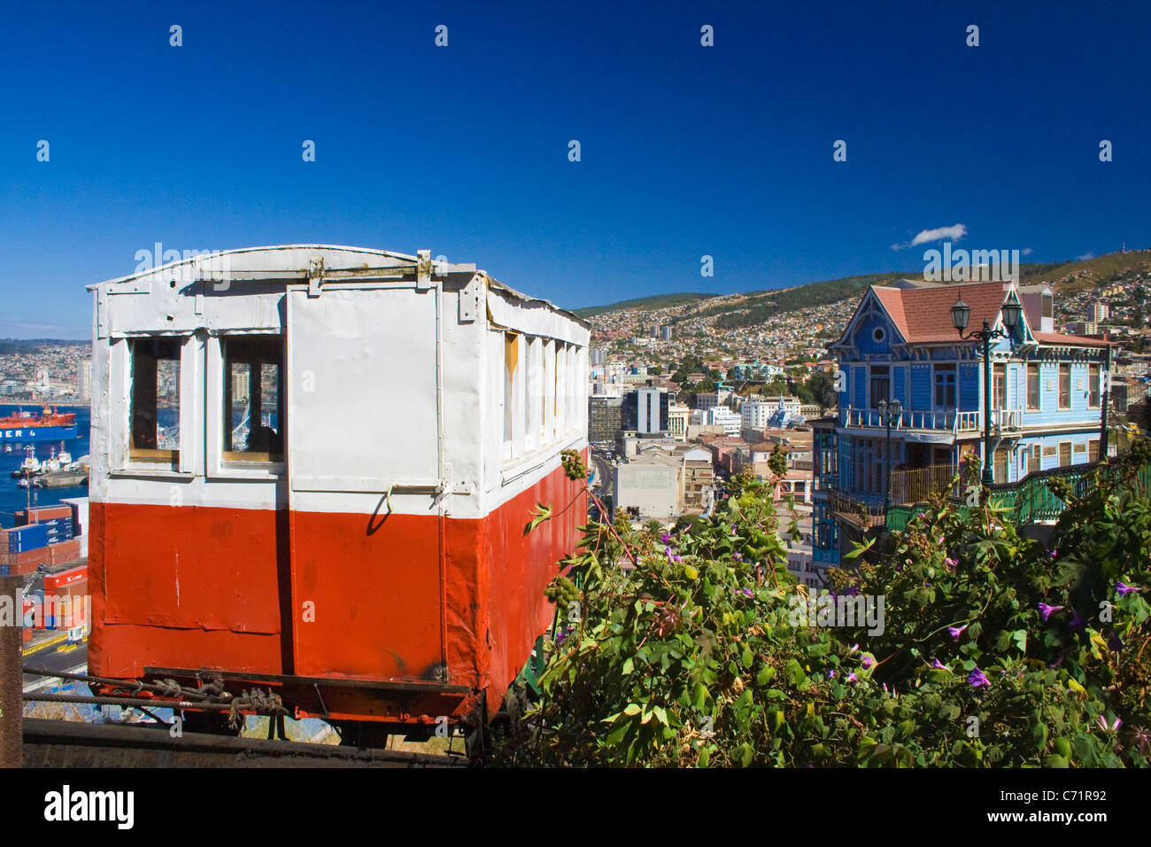 San Augustin artiglieria funicolare in Valparaiso, Cile, Sud America Foto Stock