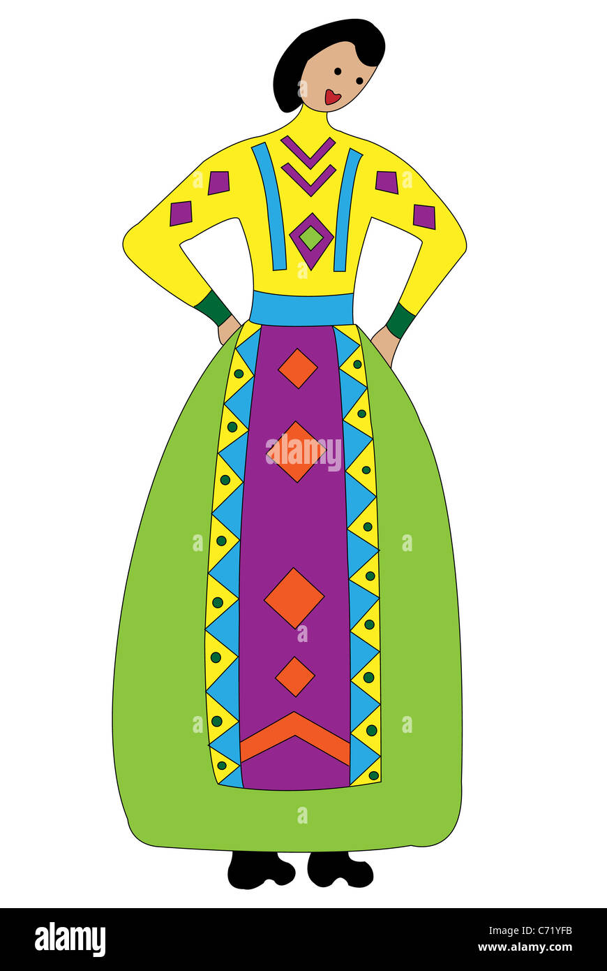 Donna vestito in abiti tradizionali Foto Stock