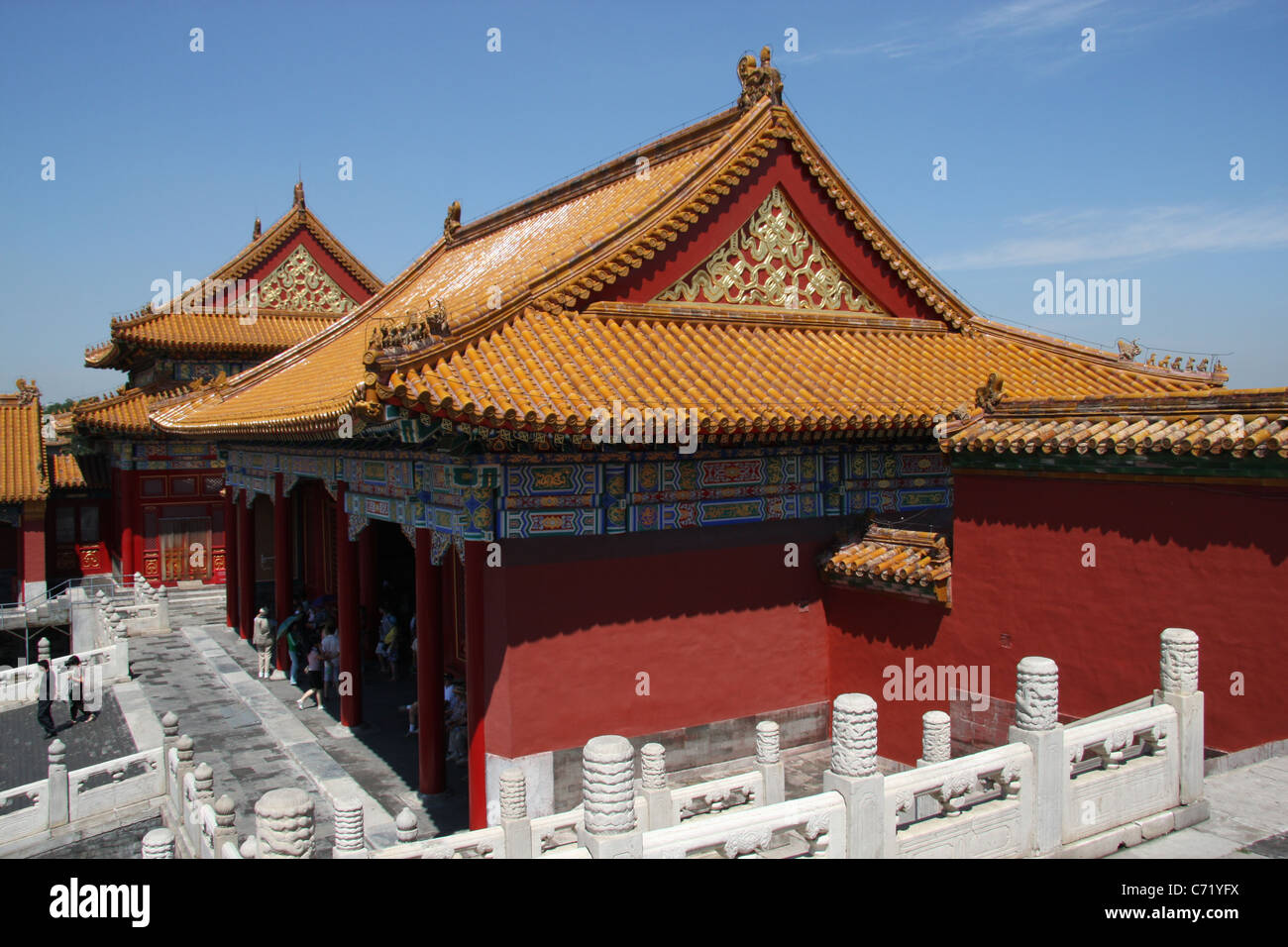 Edifici adiacenti alla Sala della suprema armonia, la Città Proibita di Pechino, Cina. Foto Stock