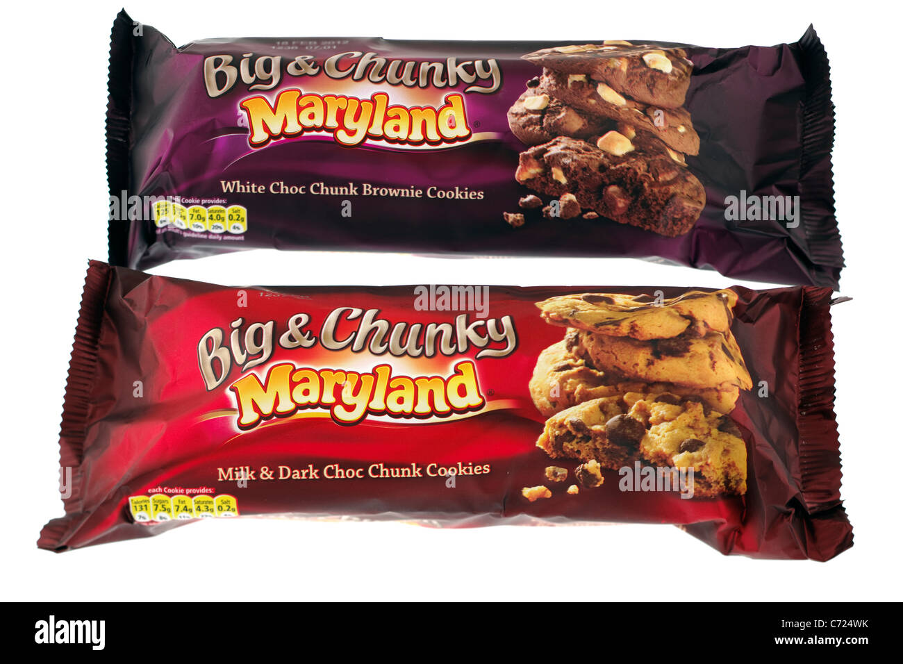 Due pacchetti di Maryland choc cookies milk & scuro e al cioccolato bianco Foto Stock