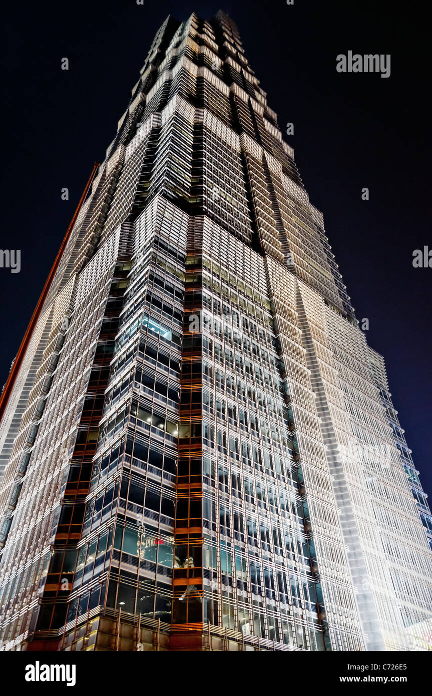 Il grattacielo di notte a Pudong financial district Shanghai Foto Stock