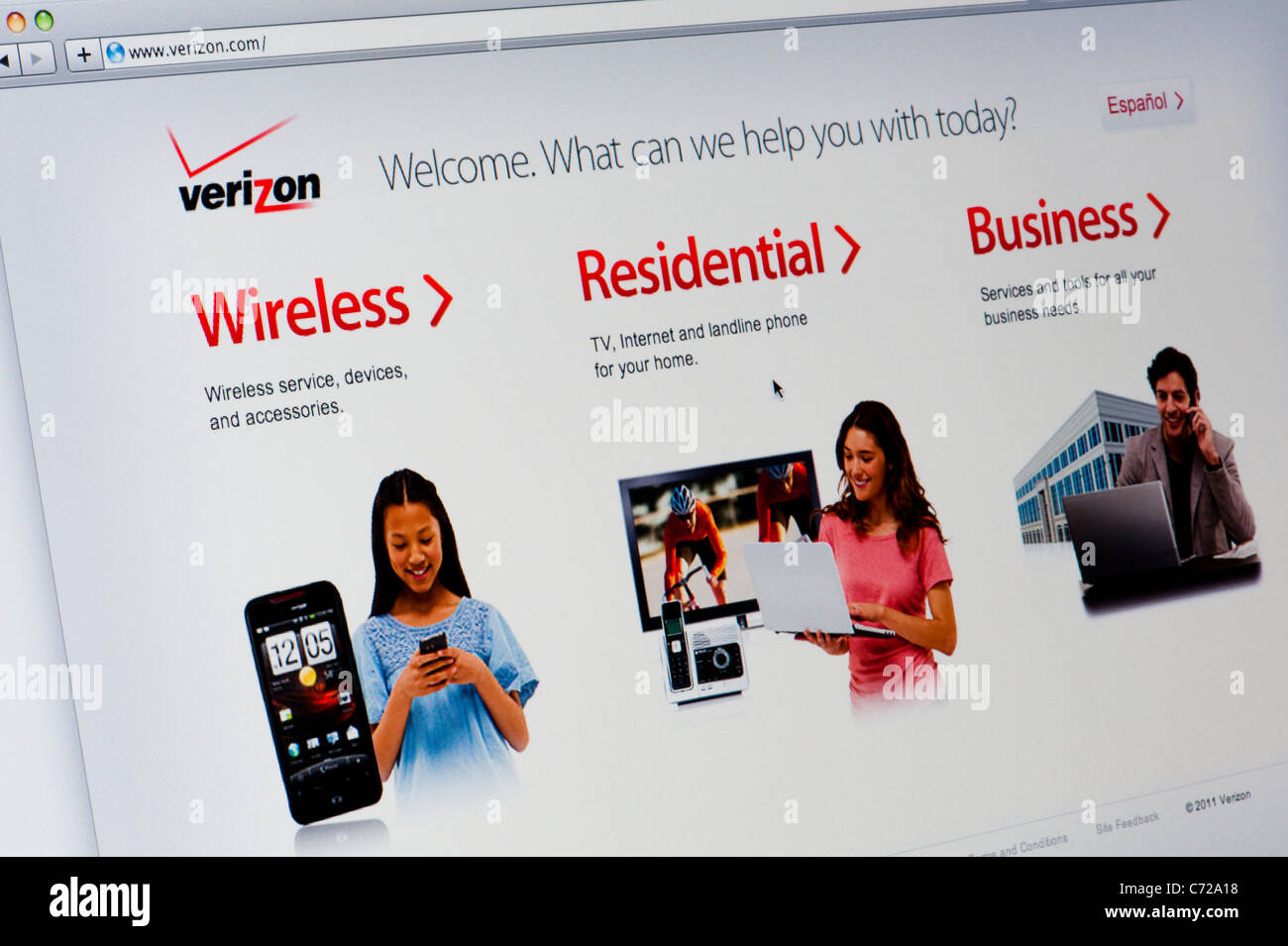 Close up il logo Verizon come visto sul suo sito web. (Solo uso editoriale: -print, TV, e-book e Redazione sito web). Foto Stock