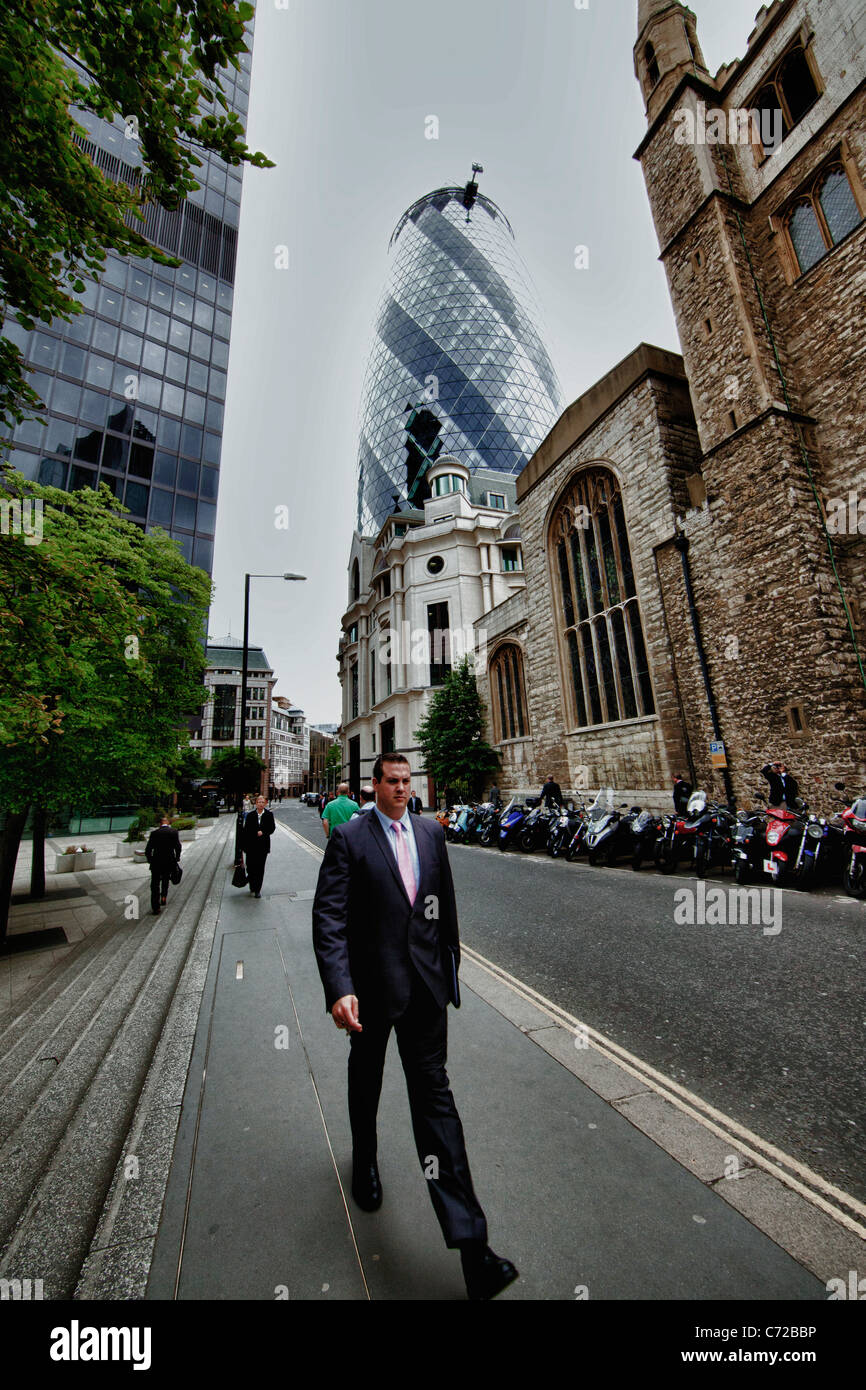 Leadenhall Street e cetriolino, Londra, Inghilterra Foto Stock