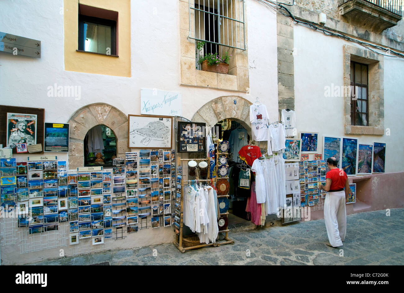 Shop nella zona vecchia di Ibiza, Ibiza, Isole Baleari, Spagna Foto Stock