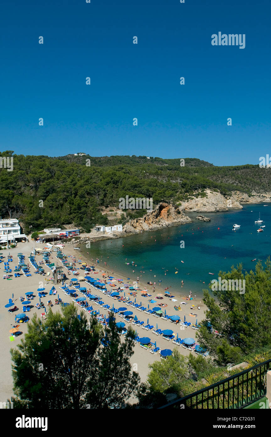 Spiaggia di Puerto San Miguel, Ibiza, Spagna Foto Stock