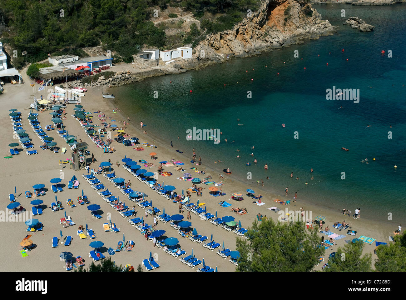 Spiaggia di Puerto San Miguel, Ibiza, Spagna Foto Stock