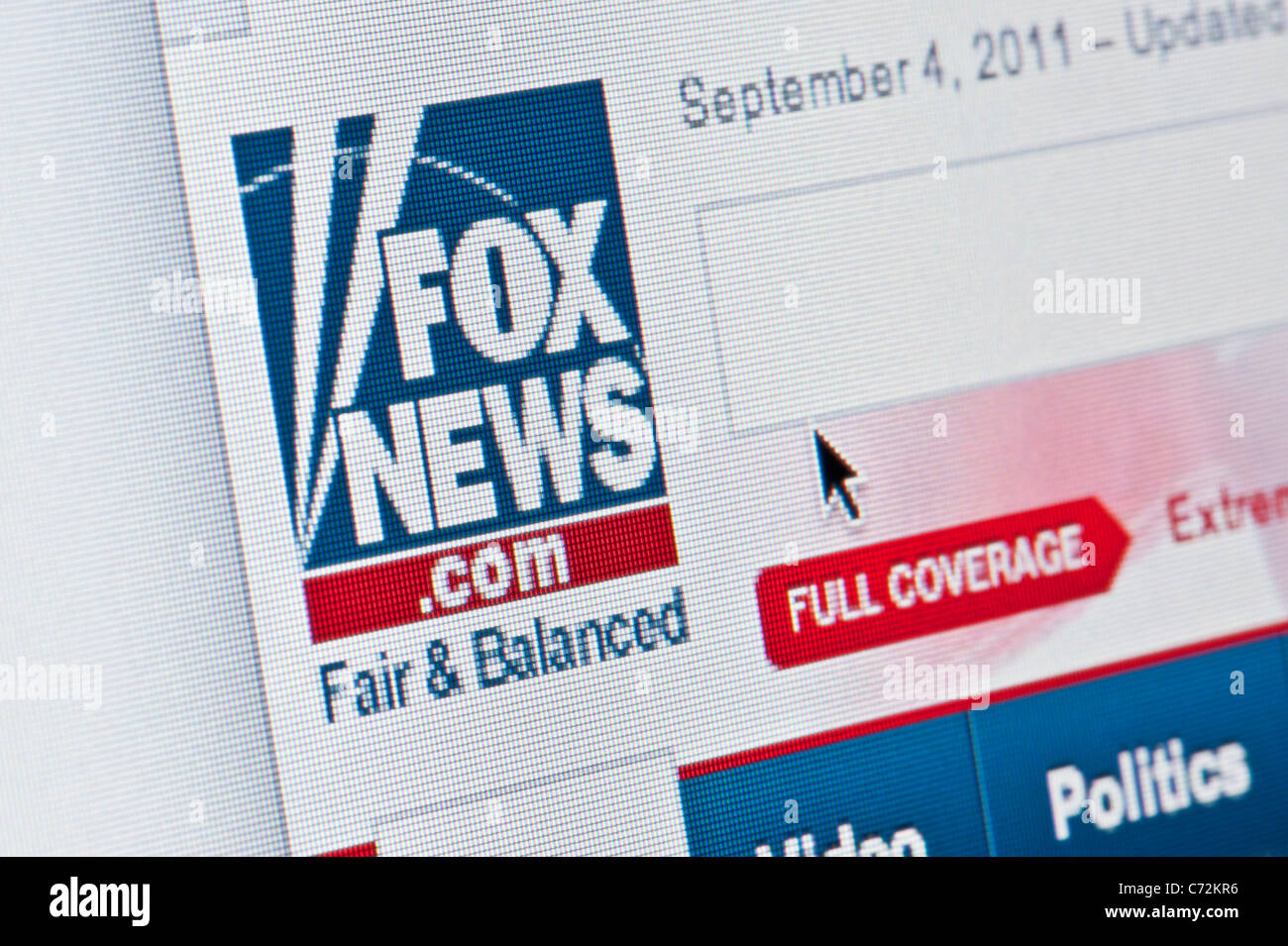 Close up della Fox News logo come visto sul suo sito web. (Solo uso editoriale: -print, TV, e-book e Redazione sito web). Foto Stock