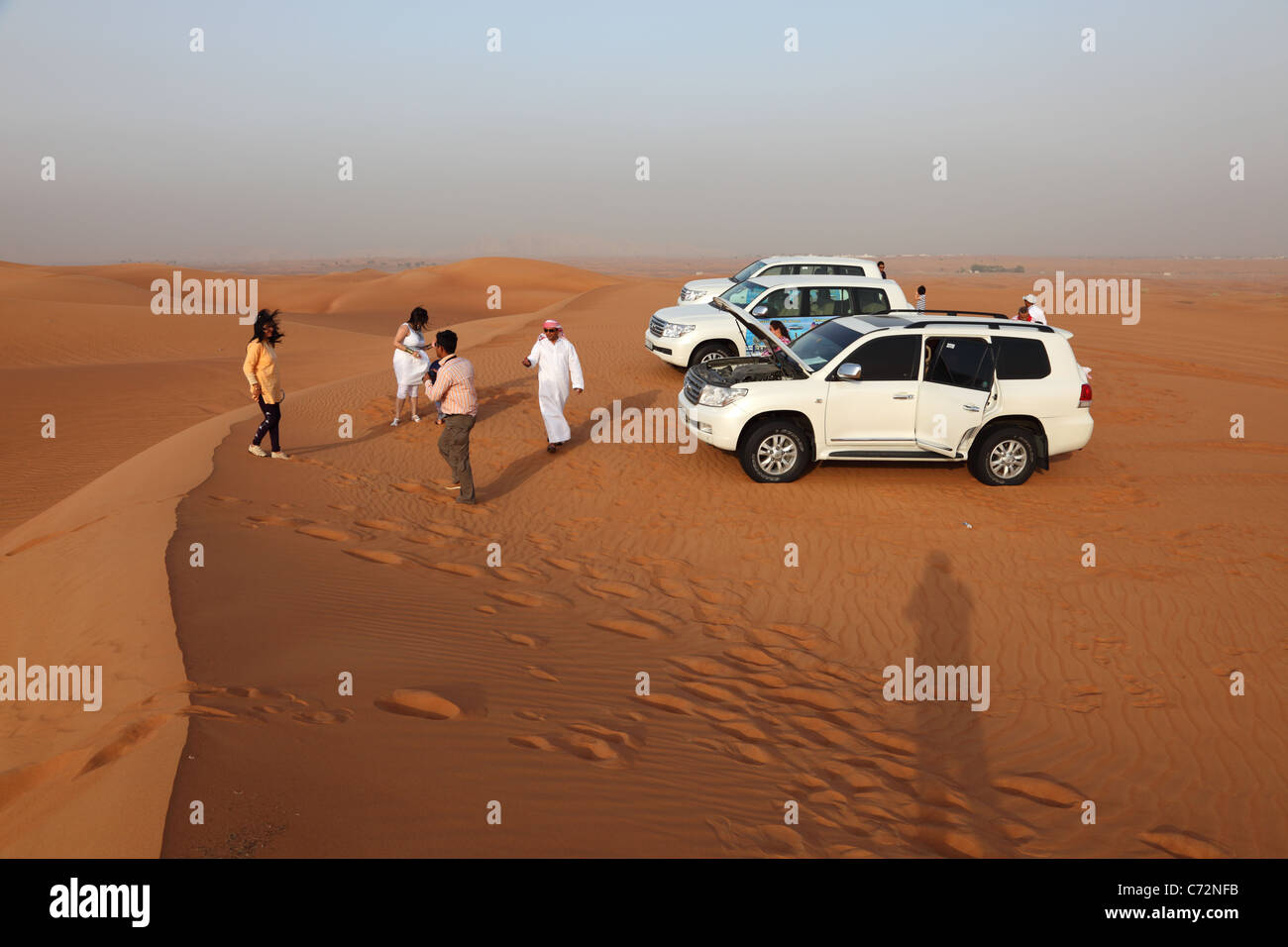 Traversata delle Dune in Dubai Emirati Arabi Uniti Foto Stock