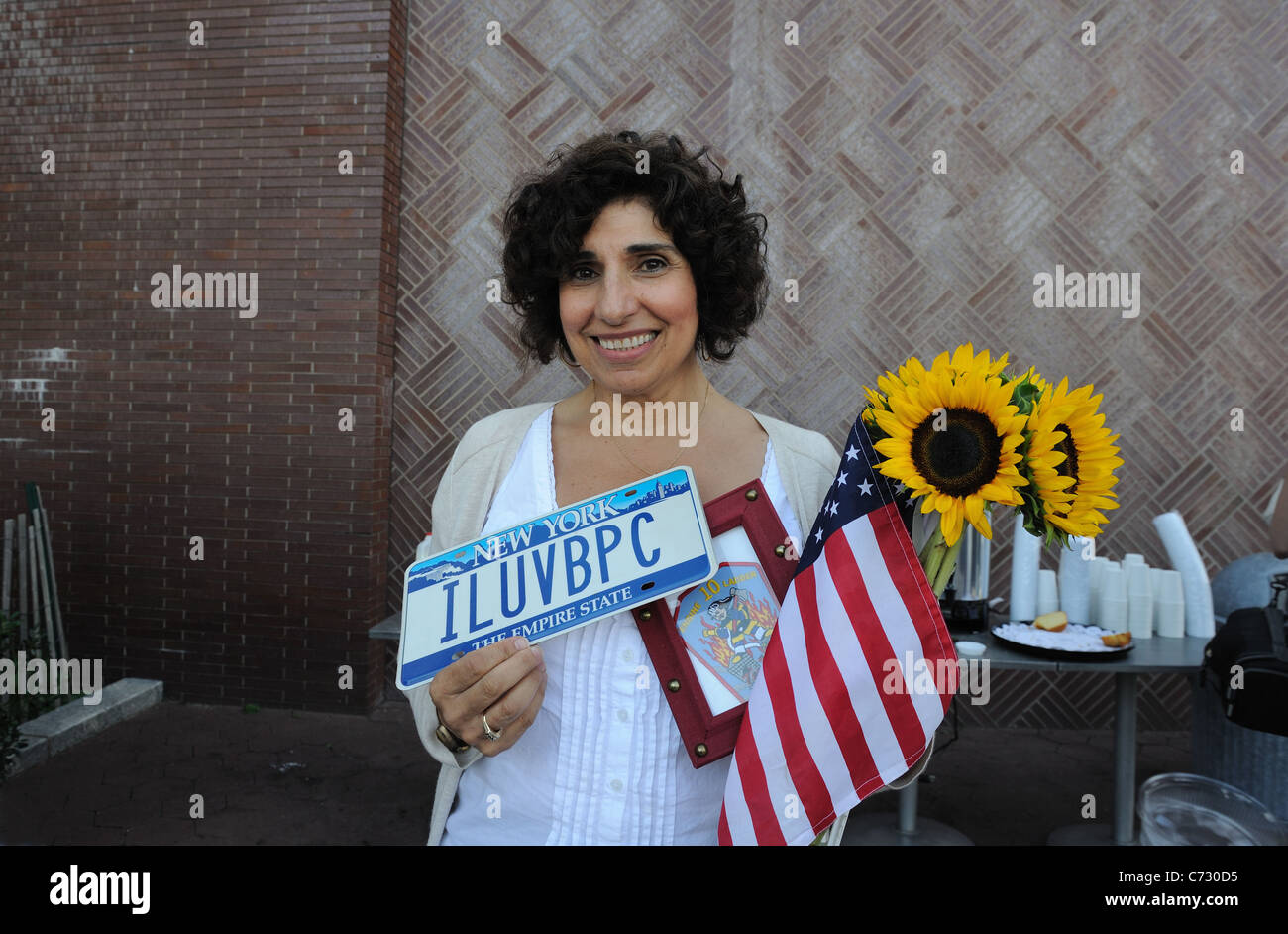 Rosalie Giuseppe, un residente di Battery Park City, un quartiere di Manhattan adiacente al World Trade Center, sul Sett. 11, 2011 Foto Stock
