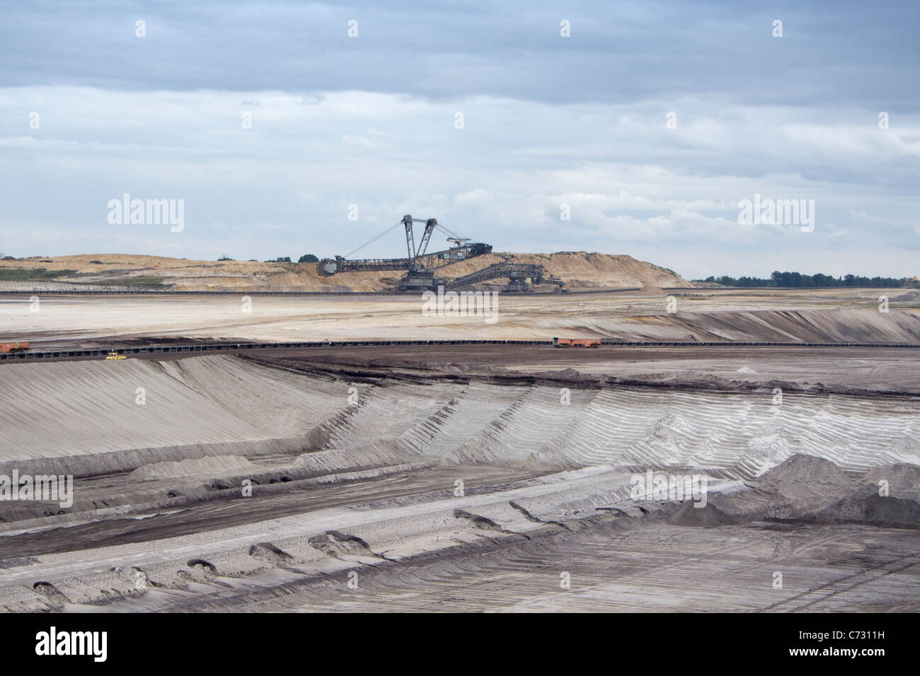 Carbone marrone open-cut mining, Sud Welzow, azionato da Vattenfall, ad ovest di Spremberg, Lausitz, Brandeburgo, Germania Foto Stock