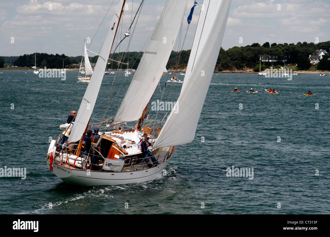 Rose Noire II : yacht classico (St Gilles Croix de Vie, Fr), la vela e il golfo di Morbihan (Settimana del golfo di Morbihan), Brittany, Francia. Foto Stock